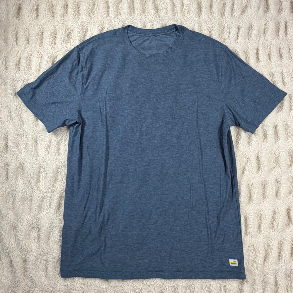 Vuori Strato Tech Tee Mens Heathered Blue Short Sleeve Performance T-Shirt
